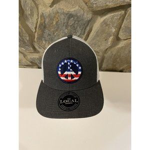 Local Crowns Cap USA Peace Snapback Adjustable Trucker Hat Mens Embroidered Mesh
